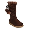 thumbnail image 1 of New Girl DbDk Elsa-8K Faux Suede Fur Trim Lace Up Winter Ball Tall Boot, 1 of 5
