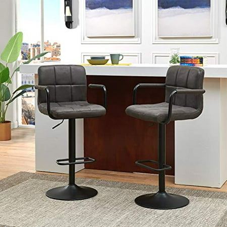 Duhome Breakfast Swivel Bar Stools, Fabric Bar Stools With Backs And Arms