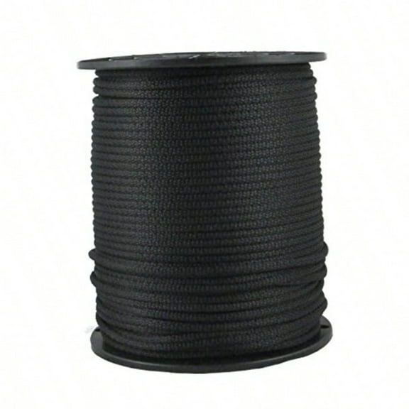 3/16 inch Black Dacron Polyester Rope 500 Foot Spool Solid Braid Industrial Grade High UV and Abrasion Resistance Low Stretch