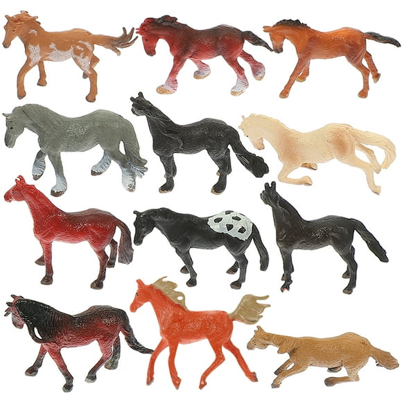 12Pcs Realistic Plastic Horse Figurines Simulated Horse Figurines Mini Horse Toys