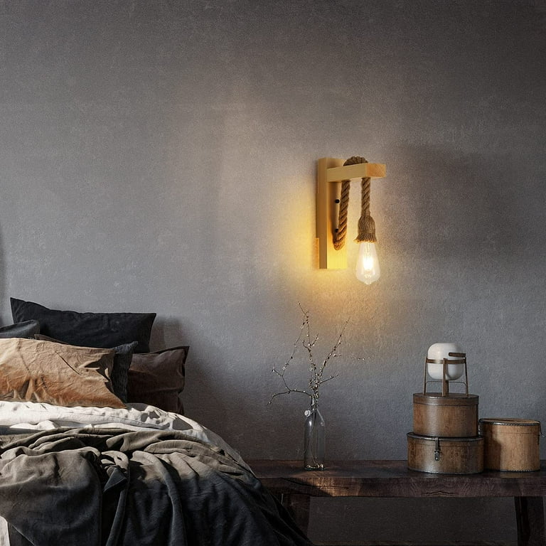 Retro Wood Wall Sconce, Industrial Vintage Wall Lights, E27