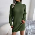 thumbnail image 4 of Herrnalise Women's Casual ButtonHigh Neck Long Sleeve Bottom Sweater Dress S-L, 4 of 7