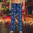 thumbnail image 2 of Zhuashum Men Sweatpants Christmas Elastic Waist Straight Leg Pajamas With Drawstring And Pocket Trousers Lovely Clothes Blue M, 2 of 4