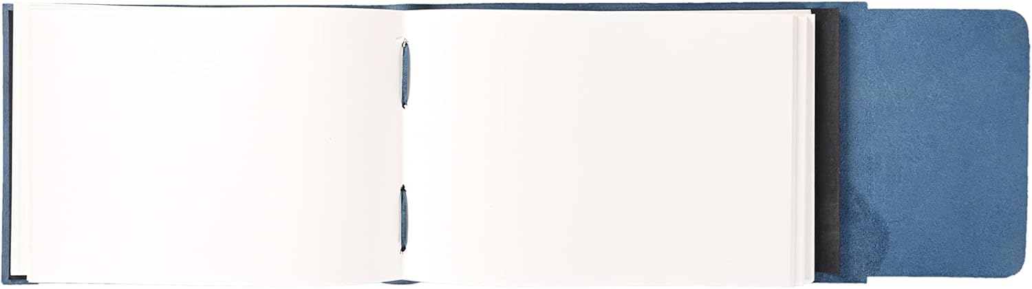 RusticVintage Leather Drawing Journal Daily Travel Diary, Antique Handmade Vintage Bound Rustic Writing Notebook, Genuine Leather- Quality Unlined/Blank Cream Paper, Art Sketchbook, 7x10 Inches-Blue
