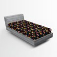 thumbnail image 2 of Ambesonne Exotic Life Fitted Sheet, Summer Jungle Greenery, Twin Size, Sea Blue Magenta Mustard, 2 of 5