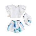thumbnail image 5 of Girls' Ruffled Sleeves Top Short Pants with Hat Breathable Skin-Friendly Clothes for Girl Daily Wear, 5 of 5