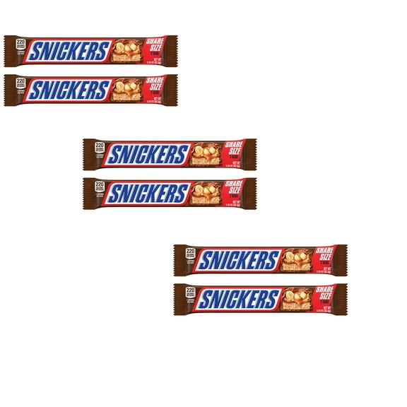 Snickers Milk Chocolate Candy Bars, 6 Pack, 3.29 oz