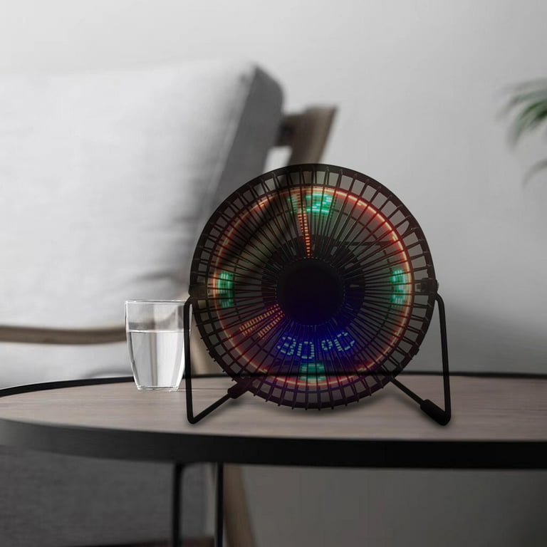 LED USB Clock Fan with Real Time Clock Display Function Summer