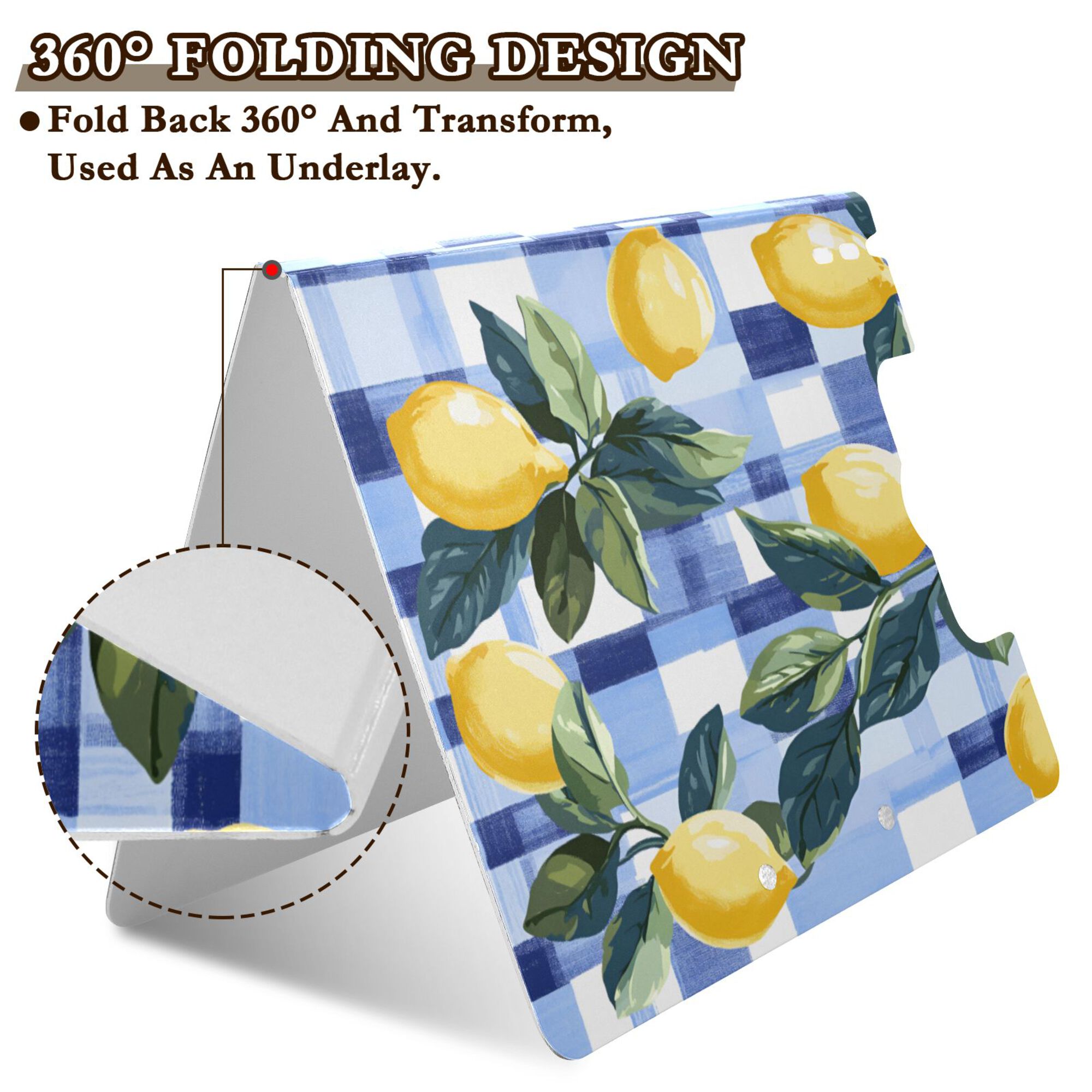 FORMRS A4 Clipboard Folder with Pen Holder Horizontal Foldable School Office Binder, Cartoon Lemon Leaves