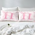 thumbnail image 4 of Initial Letter H Duvet Cover,Princess Style Pink Bowknot Girly Romantic Duvet Cover Teens All Season,Dreamy Bow Love Hearts Kawaii Pink Bedding Set,No Comforter, 4 of 6