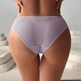 thumbnail image 2 of HNMKIU Seamless Panties Mid High Waist Solid Color Fashion Briefs Comfortable and Stylish for Everyday Womens Underwear Purple,L, 2 of 4