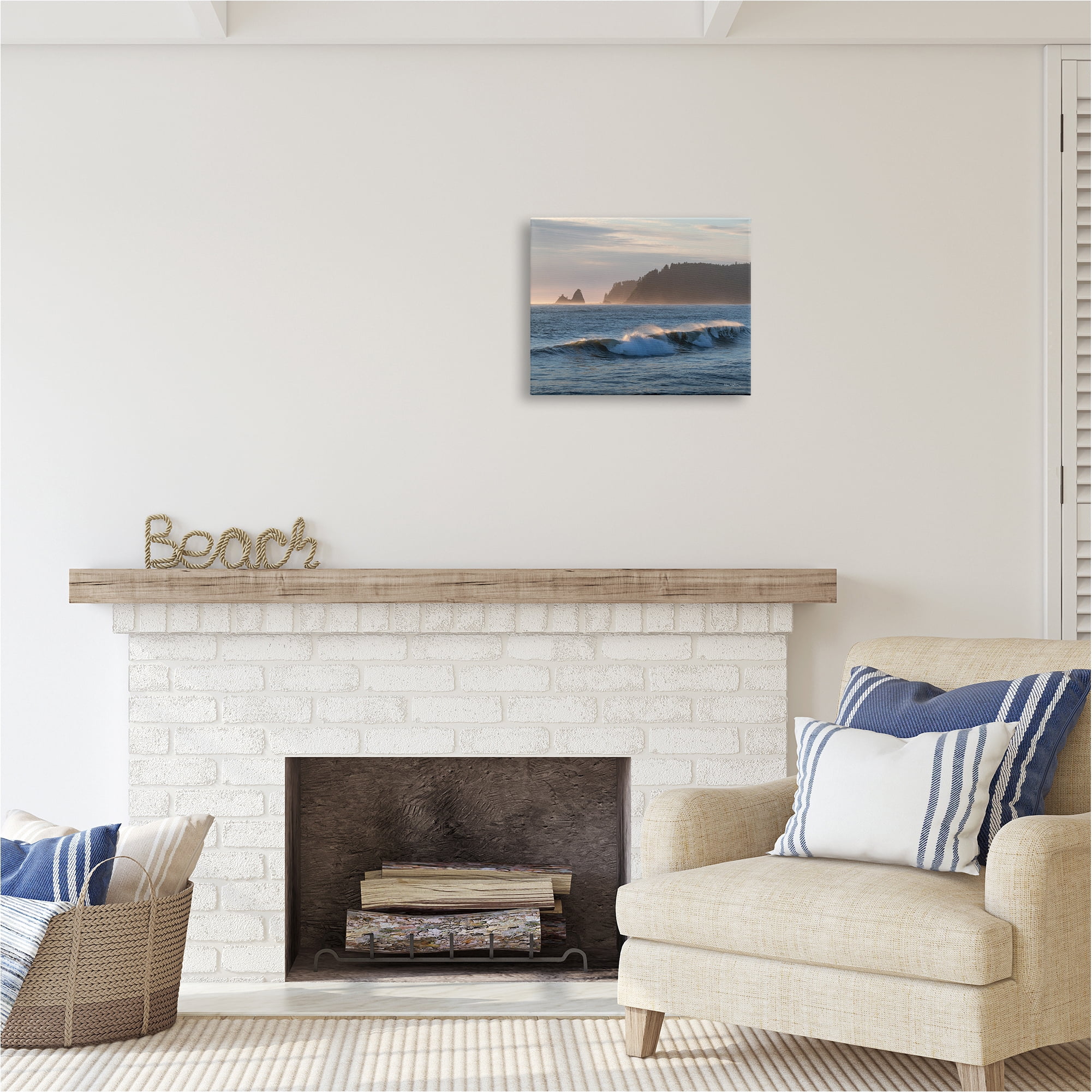 Stupell Industries Rolling Waves Photography Landscape Photography Gallery Wrapped Canvas Art Print Wall Art, 20 x 16