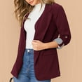 thumbnail image 3 of Mnyycxen Women's Casual Business Blazer 3/4 Sleeve Button Solid Open Front Jackets Work Office Blazers Tops with Pockets, 3 of 6