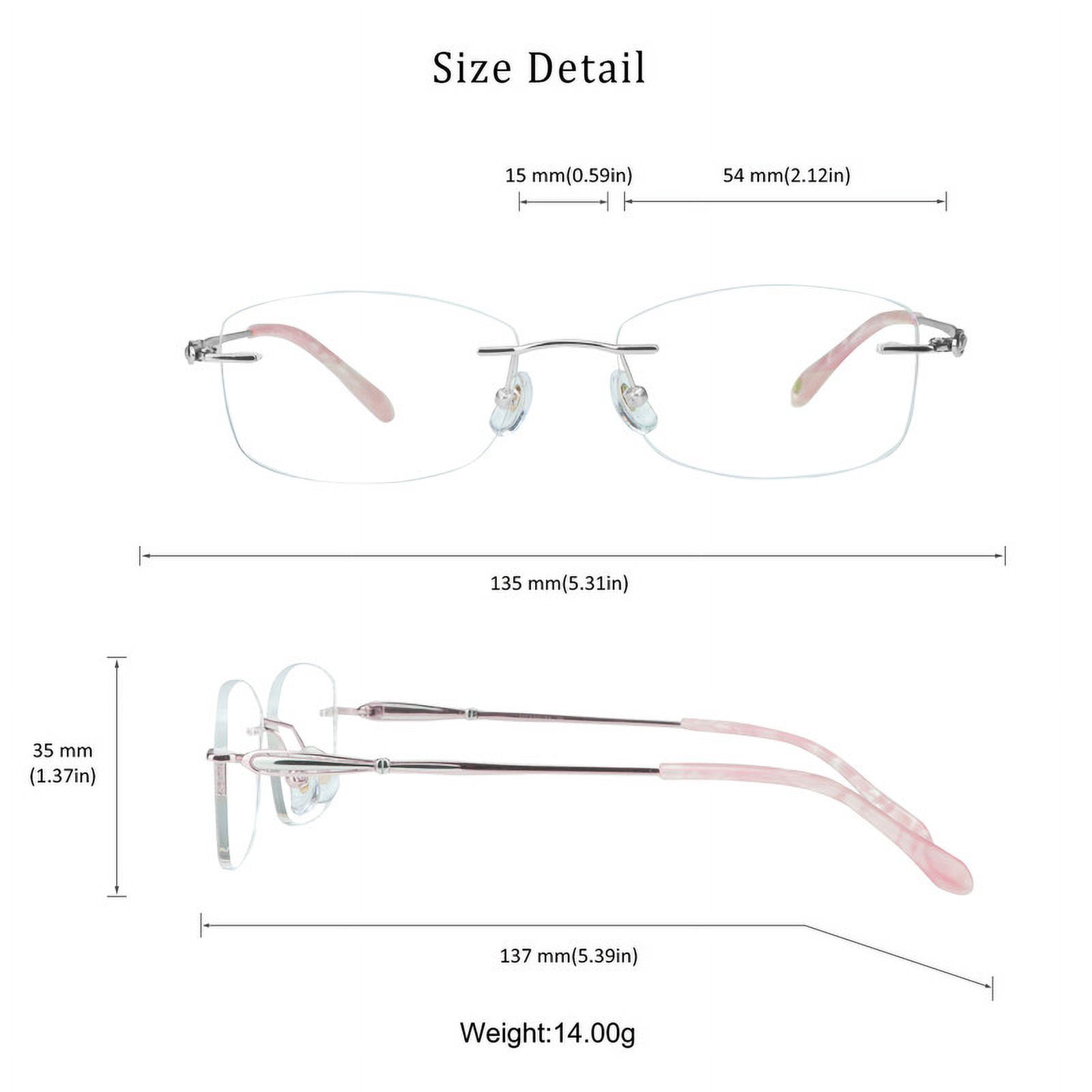 LifeArt Pure Titanium Frame Glasses/Blue Light Blocking Reading Glasses, Reduce Eyestrain, Stylish for Women(Pink,+3.50 Magnification)
