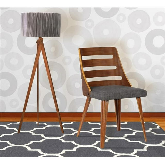 Storm Mid-Century Dining Chair in Walnut Wood - Charcoal Fabric