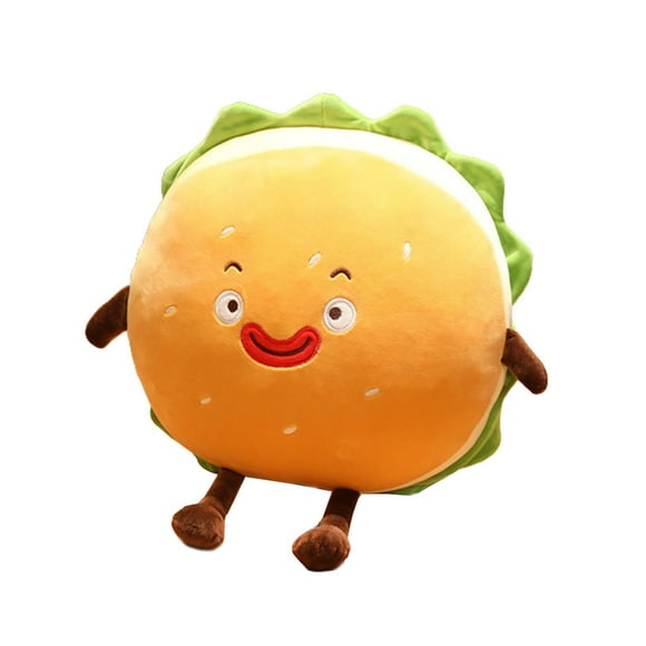 Plush Pillow Hamburger Soft Home Office Dormitory Decorative Baby Sleeping Cushion Birthday Festival Gifts for Adults 35x30cm Type 1