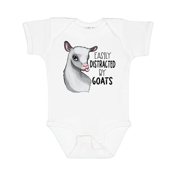 Inktastic Easily Distracted by Goats Cute Goat Boys or Girls Baby Bodysuit