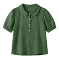 thumbnail image 4 of Babysbule Women Peter Pan Collar Henley Puff Short Sleeve Blouse Loose Fit Casual Top for Summer Travel Weekend Daily Outfits, 4 of 8