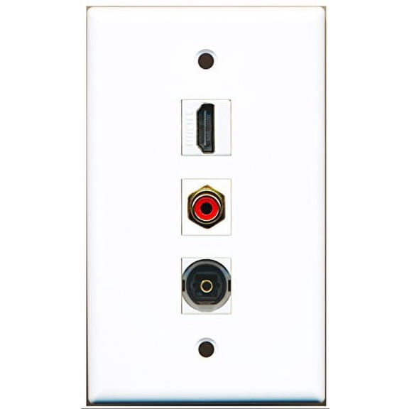 RiteAV - 1 Port HDMI and 1 Port RCA Red and 1 Port Toslink Wall Plate