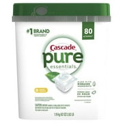 Cascade Dishwashing Detergent Pods, Lemon Essence, 80 Count Pure Essentials ActionPacs,