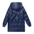 thumbnail image 3 of HTNBO Women Long Quilted Coat Winter Hooded Long Sleeve Puffer Padded Jackets Zip-up Warm Thicken Outerwear Pockets, 3 of 7