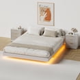 thumbnail image 4 of ASTUVIA 4-Piece Bedroom Set for Adult, Fluted King Floating LED Bed Frame with 2 Nightstands and Fluted 9 Drawer Dressers,White, 4 of 10