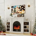 thumbnail image 3 of BOSHIRO 80" Fireplace TV Stand for TVs up to 90", Electric Fireplace with Mantel and Cabinets for Living Room, Bedroom, 3 of 9