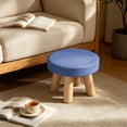 thumbnail image 4 of Topukaiba Round Stool Backless Counter Height Stool Solid Wood Legs Upholstered Seat Vanity Stool for Living Room Bedroom Makeup Desk Entryway Kids Stool, 10.6"x6.7", Blue, 4 of 6