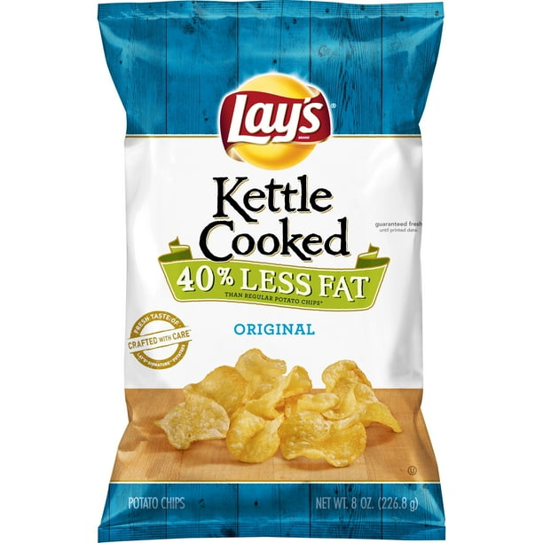 Lay's 40% Less Fat Original Kettle Cooked Potato Chips, 8 Oz. - Walmart