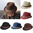 thumbnail image 2 of ievspot 1 Pcs Unisex Kid Boys Girls Fedora Hat Fashion Cool Jazz Cap Pitched Crown Short Brim Hat Cotton Photography Top Sun Hats, 2 of 8