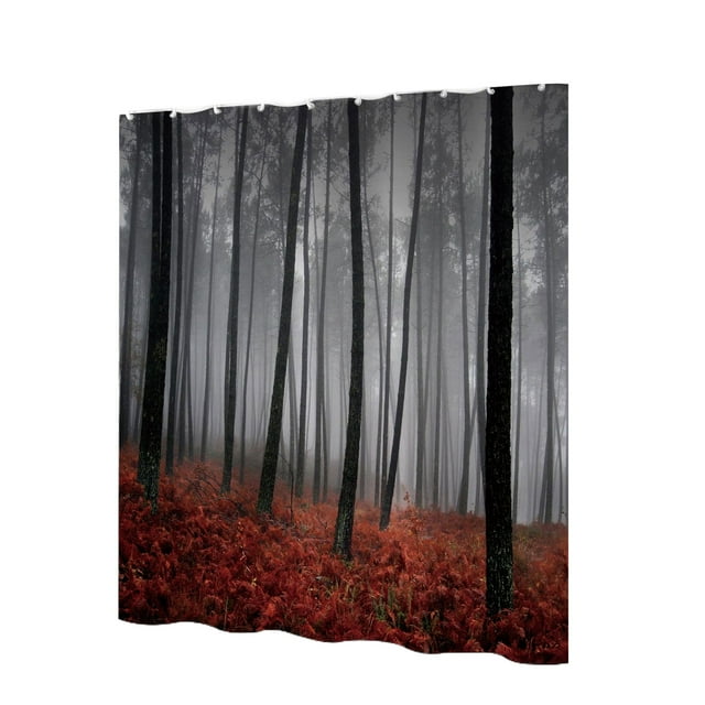 ZheElen Simple Installation Waterproof Shower Curtain With 12 Plastic Hooks Clear Print 9