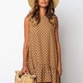 thumbnail image 4 of Vestido De Mujer Sin Mangas Chaleco De Puntos Vestido Suelto De Cuello Redondo Con Volantes, Caqui, M Yuarrent AP002086-02, 4 of 7