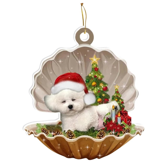 Christmas Tree Ornaments Set with Tree and Dog Designs for Farmhouse Home Decor Holiday Party Hanging Decorations 1 PC