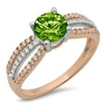 thumbnail image 2 of 1.27 ct Round Cut Natural Peridot Solitaire with Accents Engagement Ring for Women in 14K White/Rose Gold, 2 of 2