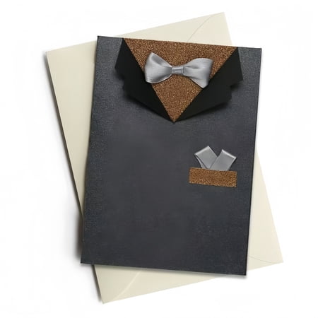 Elegant Wedding Greeting Card With Bow Tie Ribbon, Butterfly Ribbon and Envelope, Bride and Groom Vow Card, Valentine's Day Love Card, Birthday Card for Boyfriend, Girlfriend, or Unisex Gift