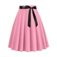 thumbnail image 3 of Luxalzxs Vintage Skirts for Women High Waist Swing Party Skirt Pleated A Line Flared Midi Dress with Bow Tie Belt Knee Length Hepburn Cocktail Skirt, 3 of 3