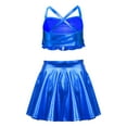 thumbnail image 3 of YiZYiF 2Pcs Girls Glittery Sequins Jazz Dance Suit Cheerleading Crop Top with Pleated Mini Skirt Blue 10, 3 of 6