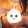 thumbnail image 2 of Led Children Night Light / Bedside Light, Portable Usb Silicone Night Light,Night Light With Touch Switch, Color: Pink Ear + Colorful Light, 2 of 3