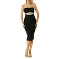 thumbnail image 2 of Caoirhny Women Tube Dress, Strapless Backless Hollowed Striped Patchwork Long Dress Clubwear, 2 of 9