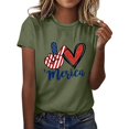 thumbnail image 1 of Cathalem T-Shirts Col en V pour Femmes Imprimé Manches Courtes, Vert m, 1 of 4