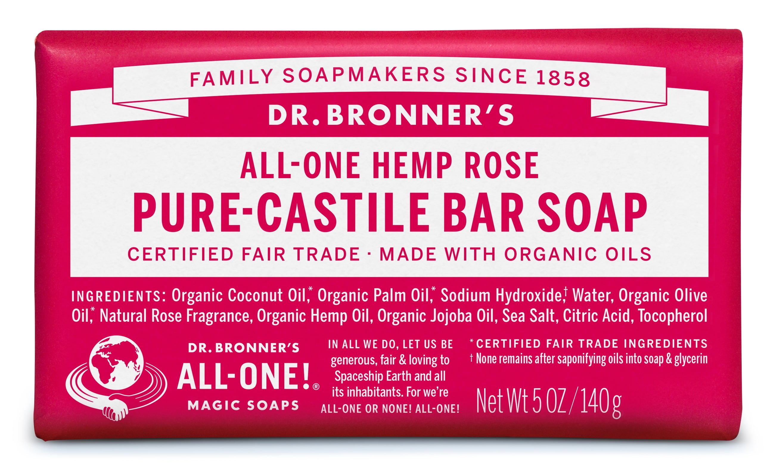 Dr. Bronner's Organic Pure Castile Rose Bar Soap 5 oz
