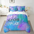 thumbnail image 2 of Castle Fairy Eat Sleep Soccer Twin Bedding Sets 7-Piece for Children Teens Adults,Graffiti Splash Bedding Comforter Set Microfiber,Gradient Blue Purple Green Breathable Sheet Sets, 2 of 8
