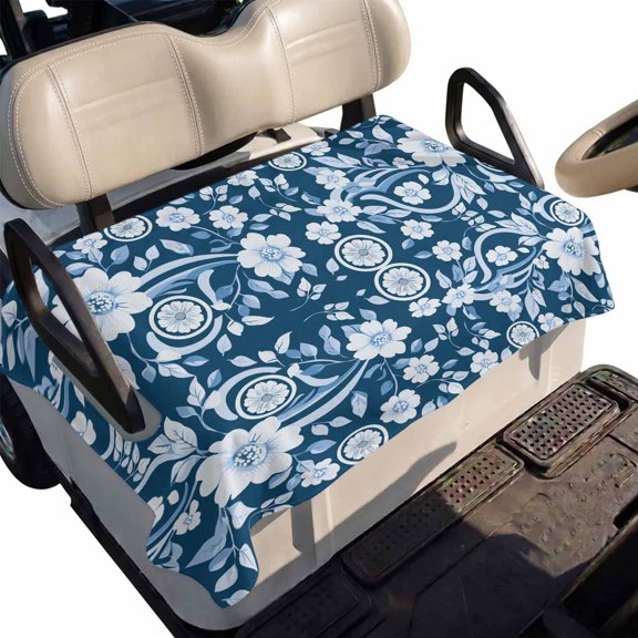 Golf Cart Seat Cover Blue Flower Club Car Golf Cart Seat Covers Soft Absorbent Golfcart Towel Blanket Pastoral Floral Golf Seat Covers for Cart Decor Fits 2 & 4 Passenger 51"x31"