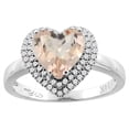 thumbnail image 1 of 14K White Gold Natural Morganite Ring Heart Shape 8 mm Diamond Accents, size 8.5, 1 of 3