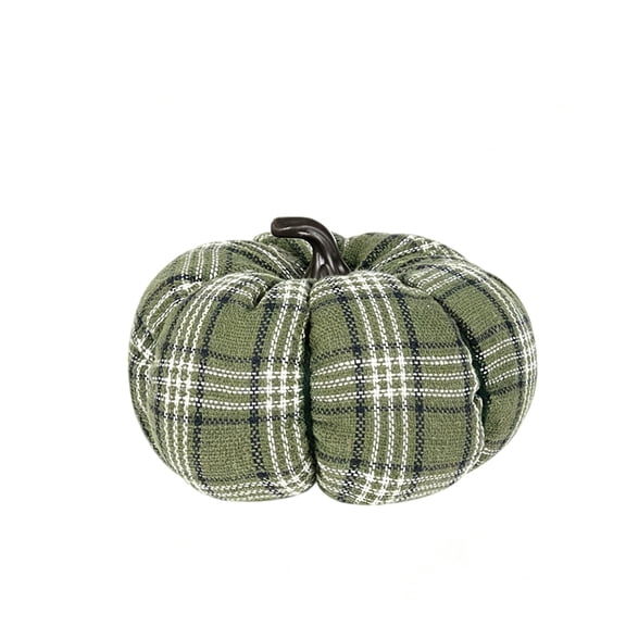 Fall Fabric Pumpkins Decor,Vintage Plaid Fabric Pumpkins Autumn Decor,Rustic Farmhouse Pumpkins for Mantel Table, Thanksgiving Halloween Autumn Home,Green