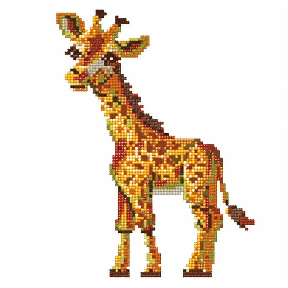 Cute Cartoon Little Giraffe DIY 11CT Stamped Cross Stitch Kits for Beginners Easy Needlepoint Embroidery Counted Cross Stitch Art Craft for Wall Decoration 14x14inch(5)