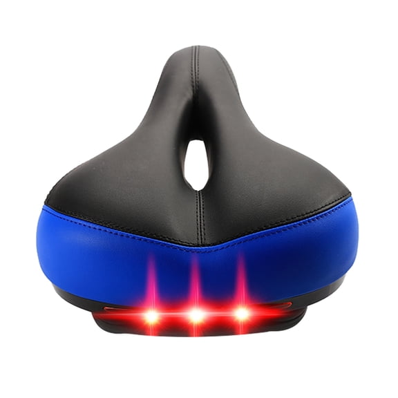 MixMart Bike Seat Cushion With Tail Light Bicycle Thickening And Widening Seat (Black, Pu Leather)