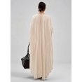 thumbnail image 6 of Apricot Pleated Chiffon Maxi Dress With Batwing Sleeves Round Neck Flowy Elegant Vacation Party Dress, 6 of 7