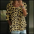 thumbnail image 2 of Weikingp Boho Floral 3/4 Sleeve Tunic Top Plus Size Pleated Blouse Shirts Casual Summer Shirts Print Dressy Blouse Tops Women's Summer Tops Women's Print T Shirt Peasant Blouses Gold 5XL, 2 of 3