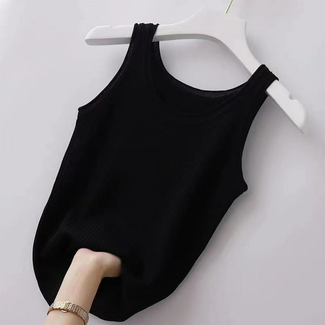 Aueoeo Robes Débardeurs pour Femmes Grande Taille Débardeur Décontracté Oversize Uni Col Rond Sans Manches Blouse à Manches Courtes Débardeur à Bretelles